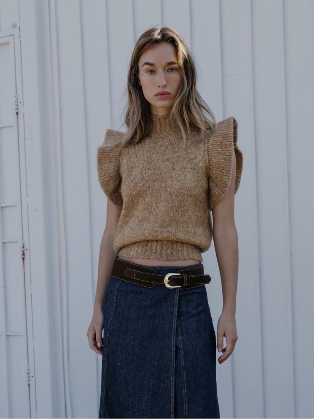 ZARA Wool Vest with Ruffles